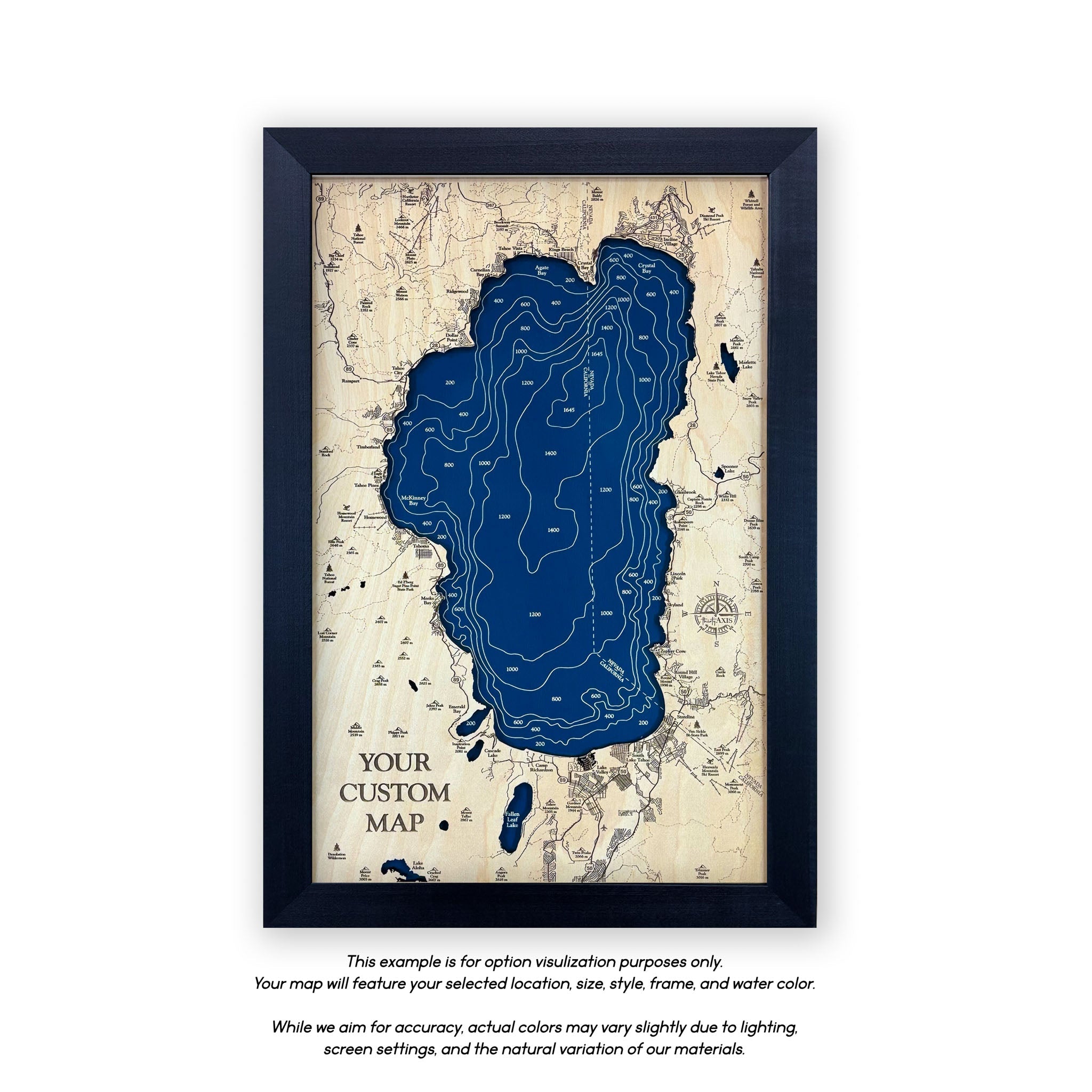 North Palm Beach Jupiter Inlet Florida Dimensional Wood Carved Depth Contour Map