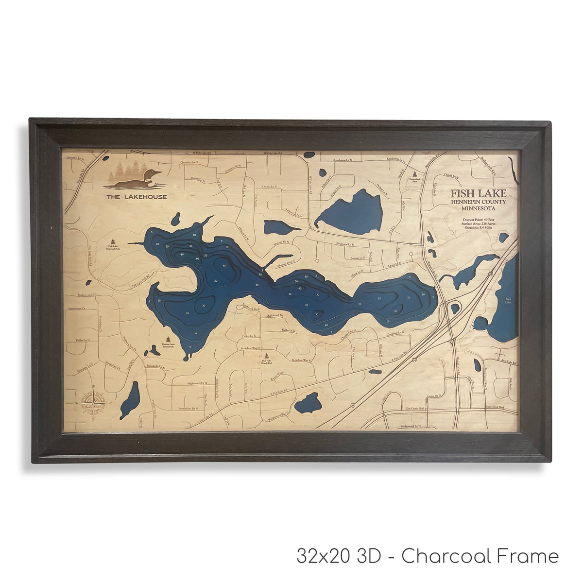 Fish Lake Map Wooden Maps ThirtyAXIS