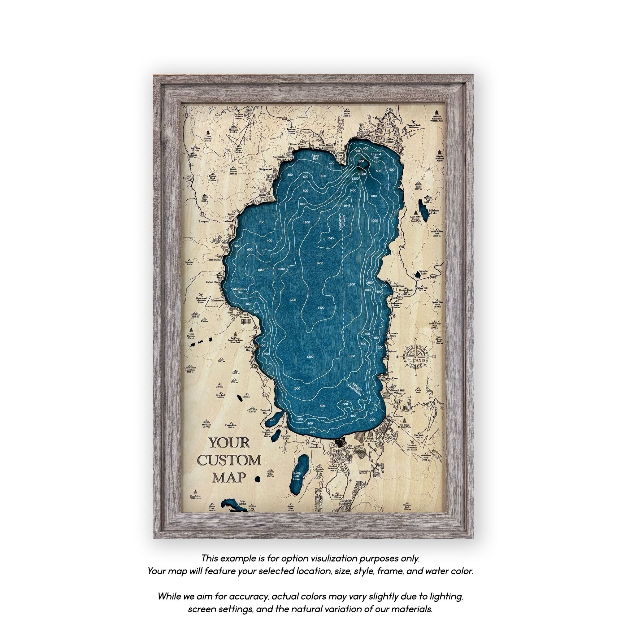 スコットランド　NAVY　MAP　総柄　マルチカバー　150×226　ACTUS Butler Chain of Lakes Map | Wooden Maps | thirtyAXIS