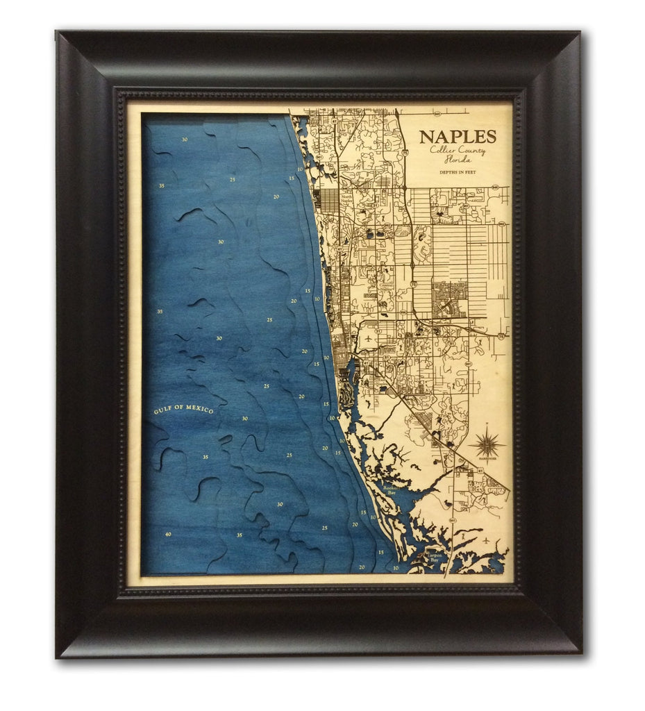 Naples Florida Laser Engraved Wood Map
