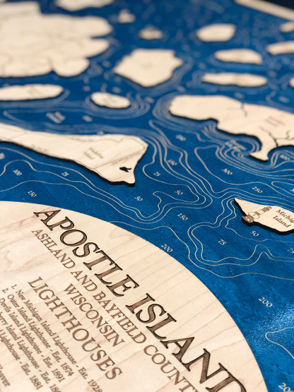 Apostle Islands Laser Engraved Wood Map