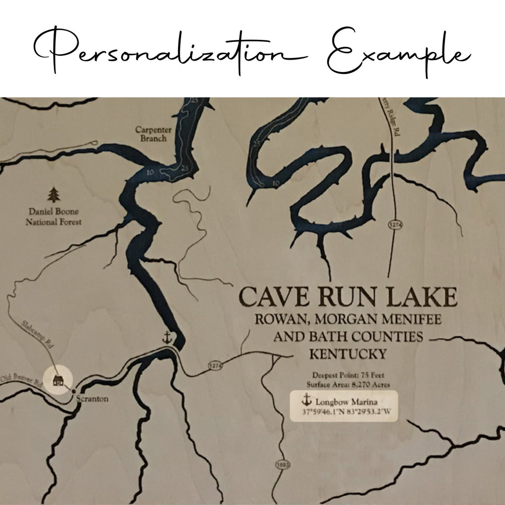 Lake Mecosta Map Laser Engraved Wood Map