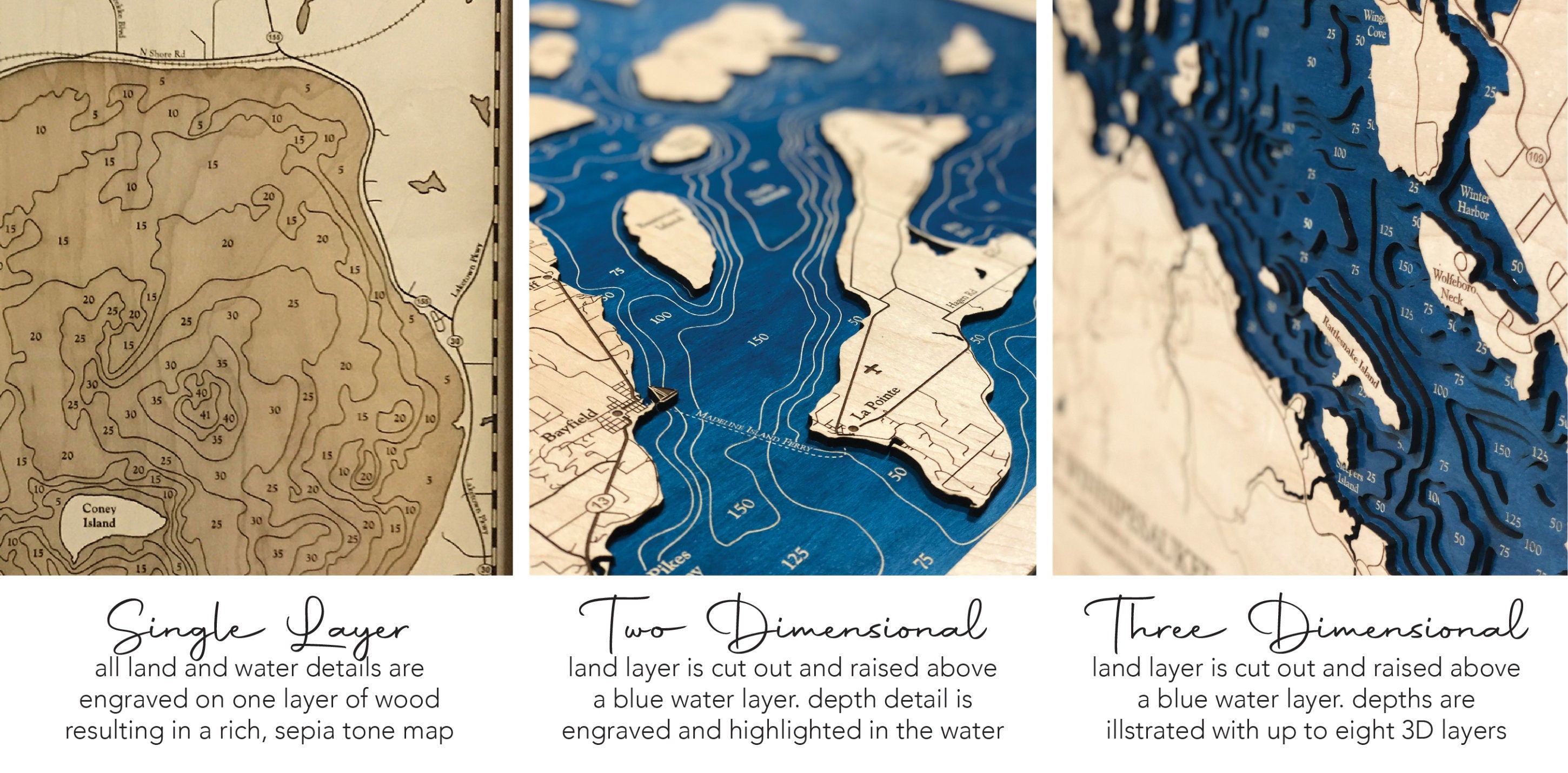 Chomondeley Sound Map Laser Engraved Wood Map