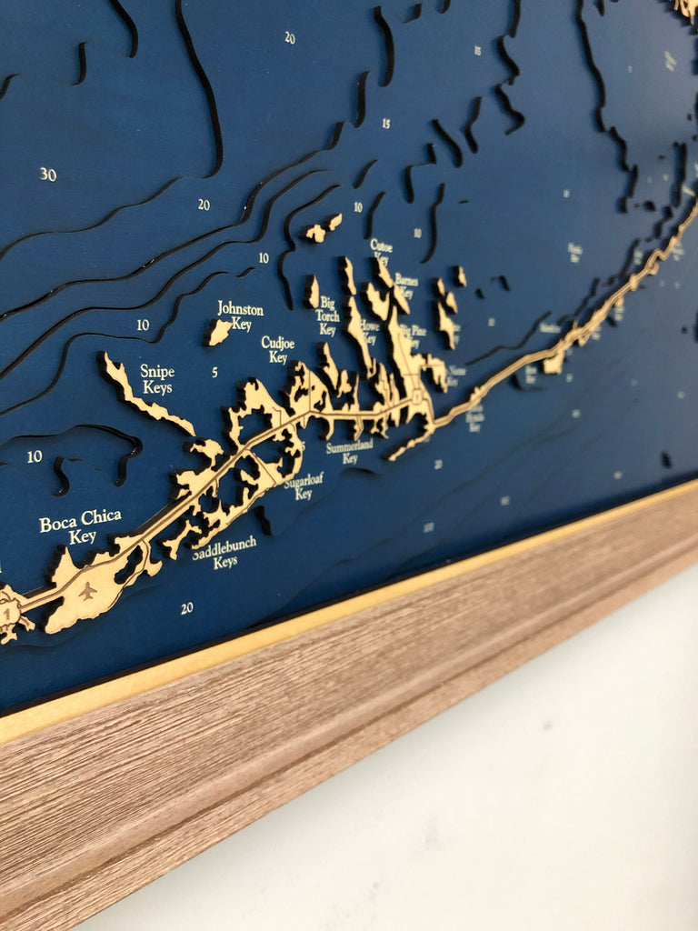 Florida Keys Map Laser Engraved Wood Map