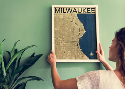 Grand Lake Map Laser Engraved Wood Map