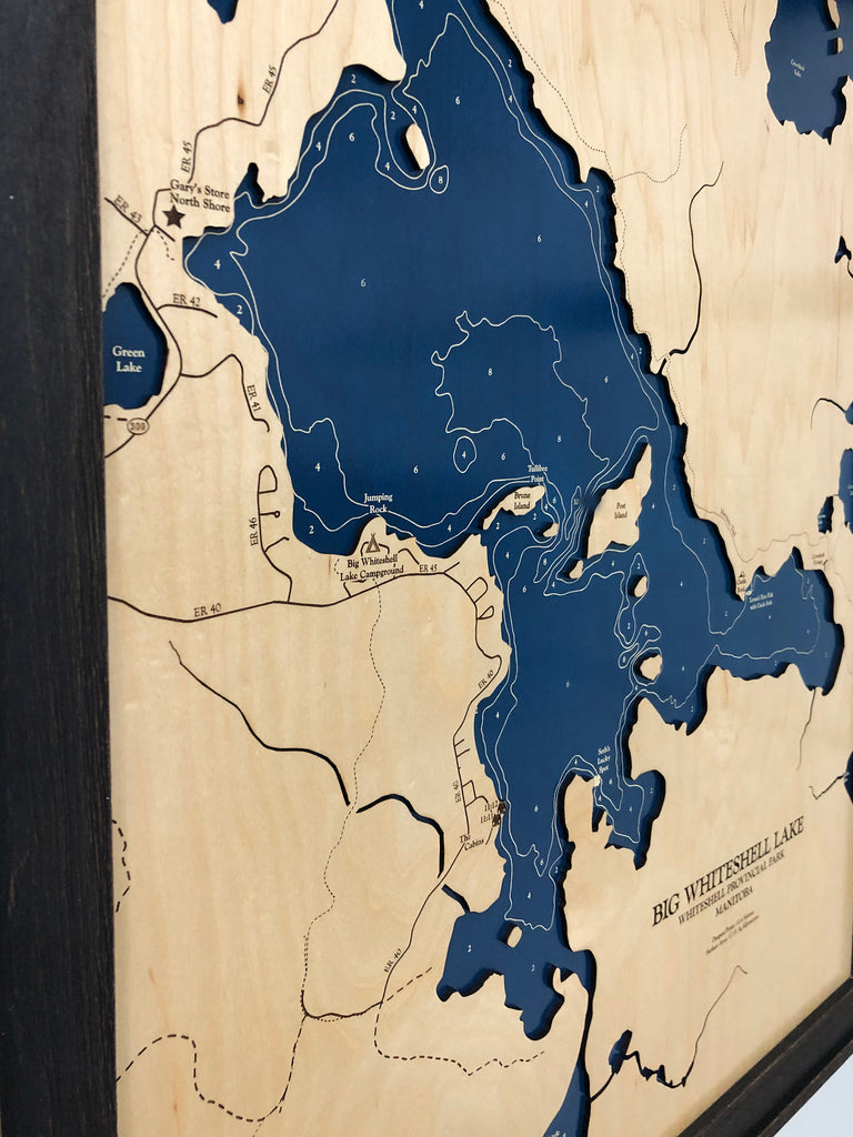 Big Whiteshell Lake Map Laser Engraved Wood Map