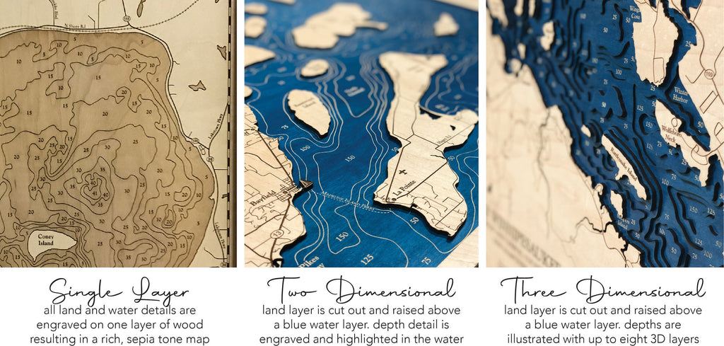 Bois Blanc Island Map Laser Engraved Wood Map