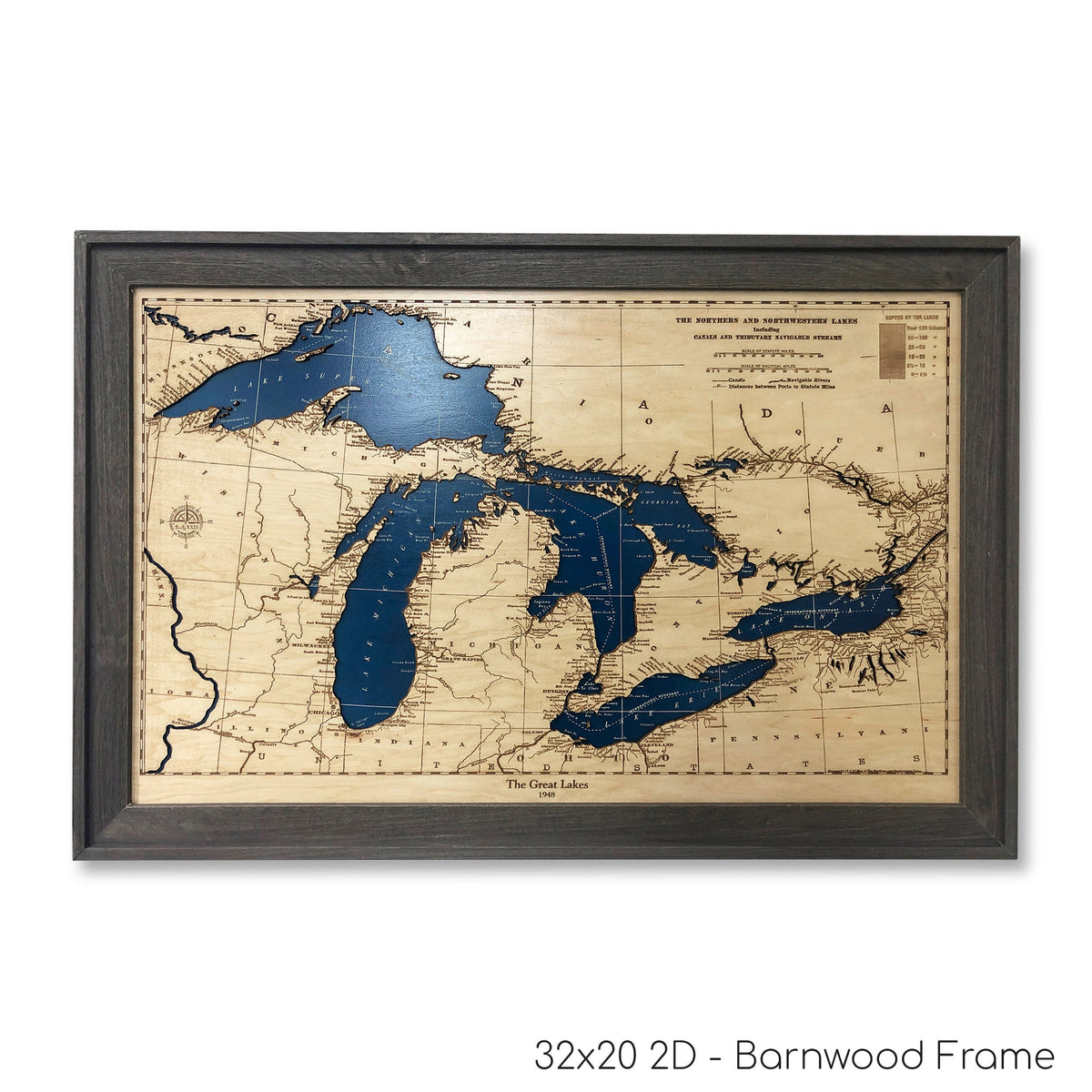 Great Lakes 1948 Map | Wooden Maps | thirtyAXIS