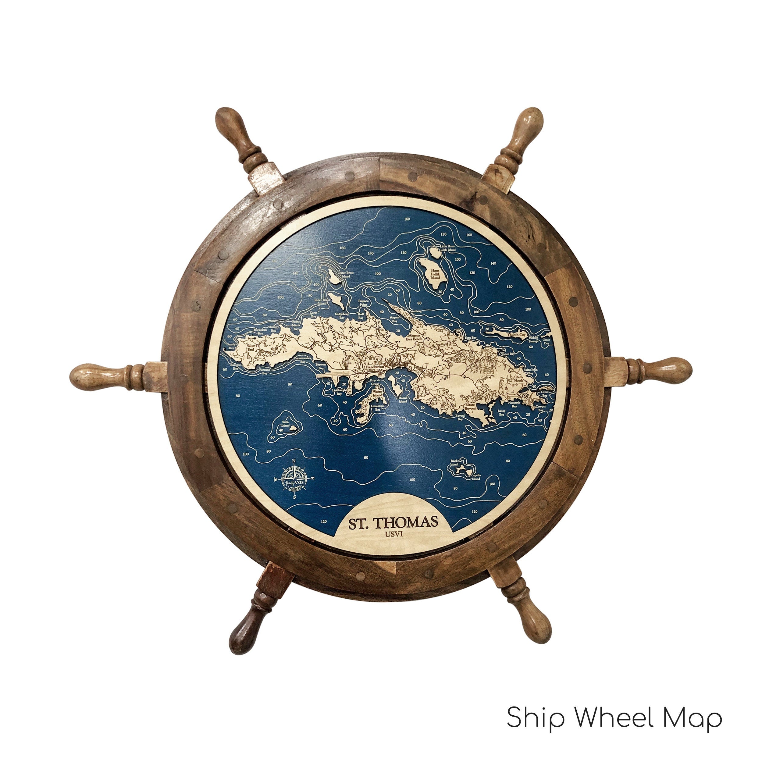 St Thomas Map Laser Engraved Wood Map