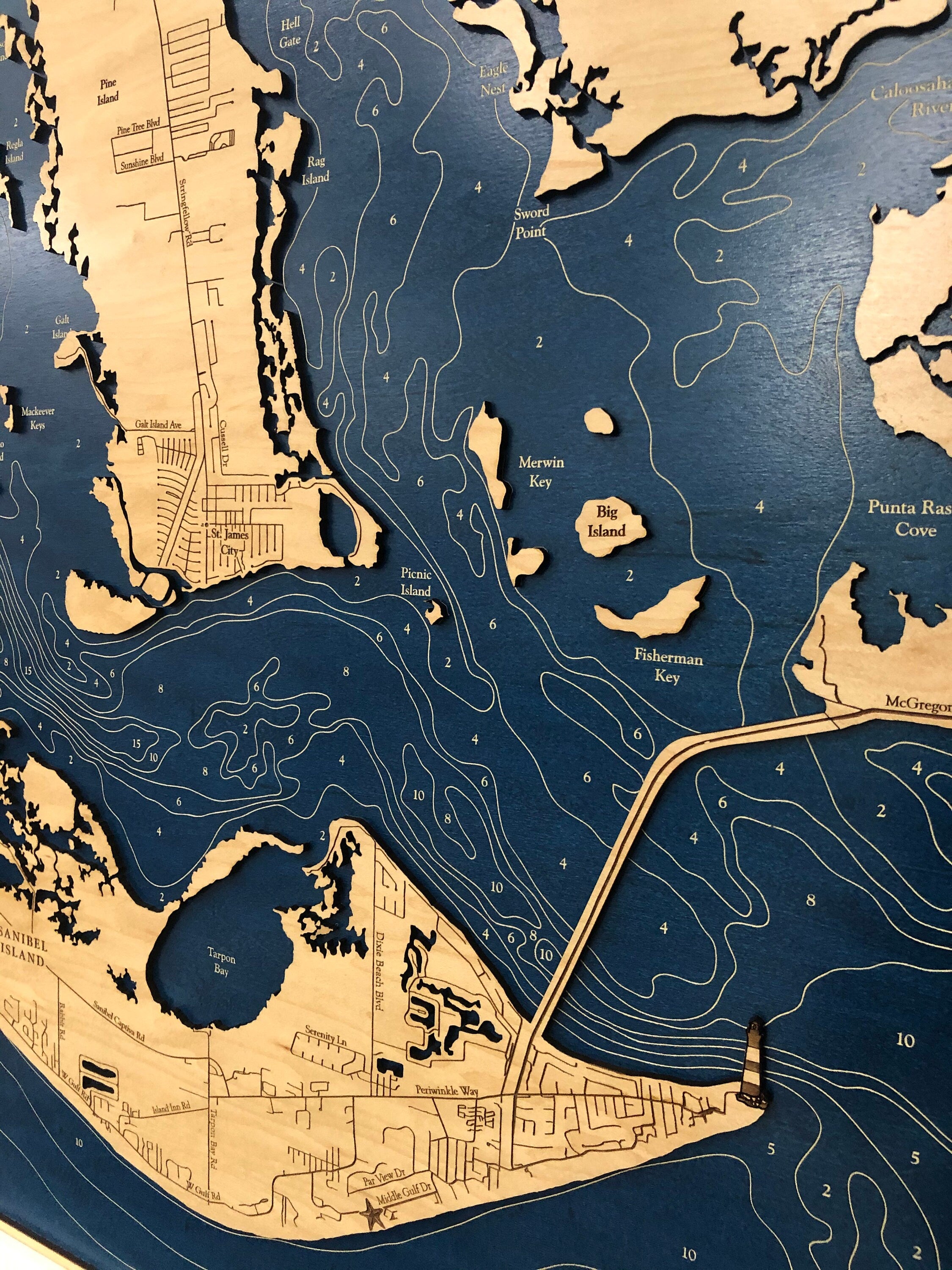 Sanibel Island Map Laser Engraved Wood Map