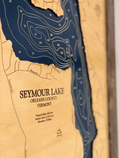 Seymour Lake Map Laser Engraved Wood Map
