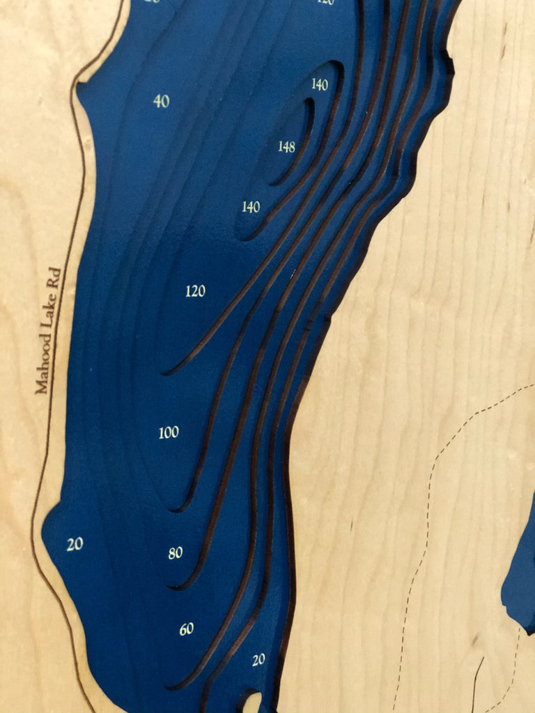 Hathaway and Sulfurous Lakes Laser Engraved Wood Map