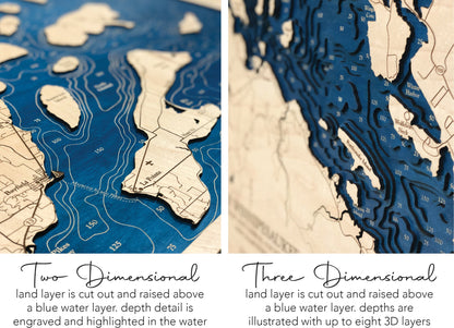 Adirondack Mountains Map Laser Engraved Wood Map