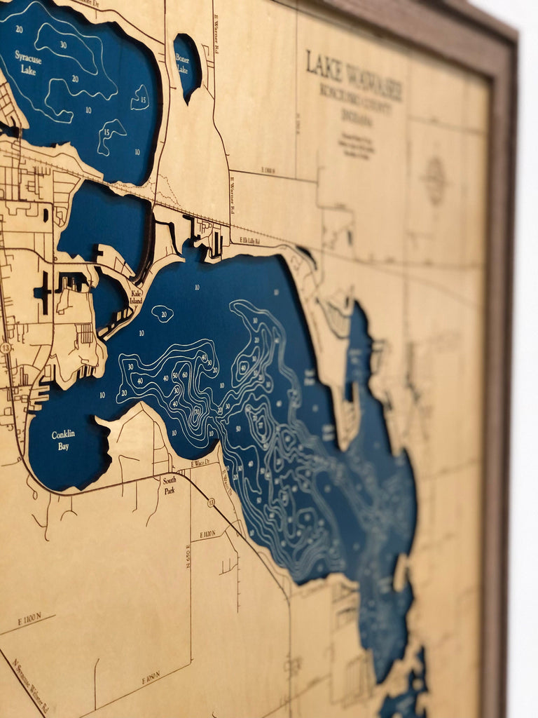 Lake Wawasee Map Laser Engraved Wood Map