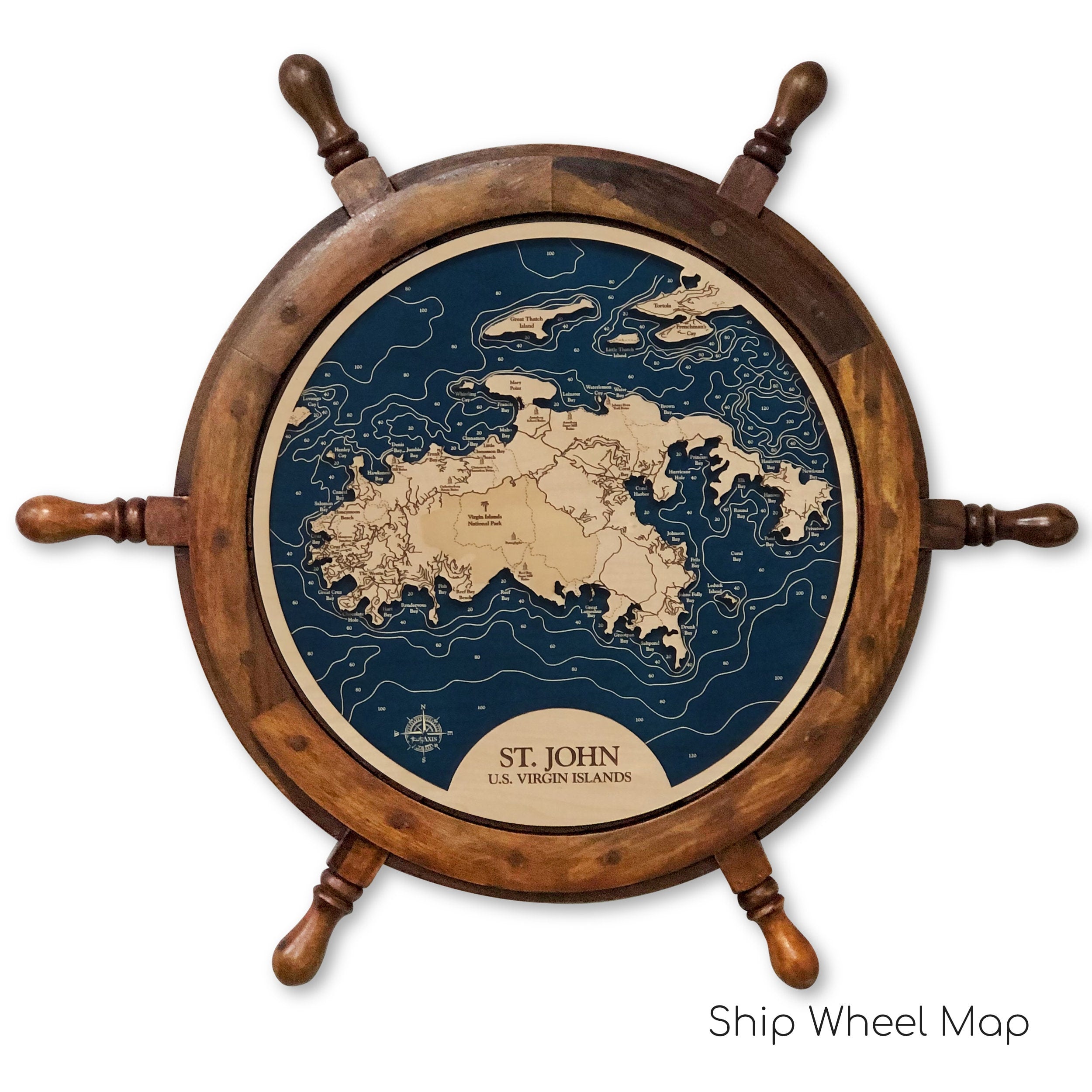 St John Map Laser Engraved Wood Map