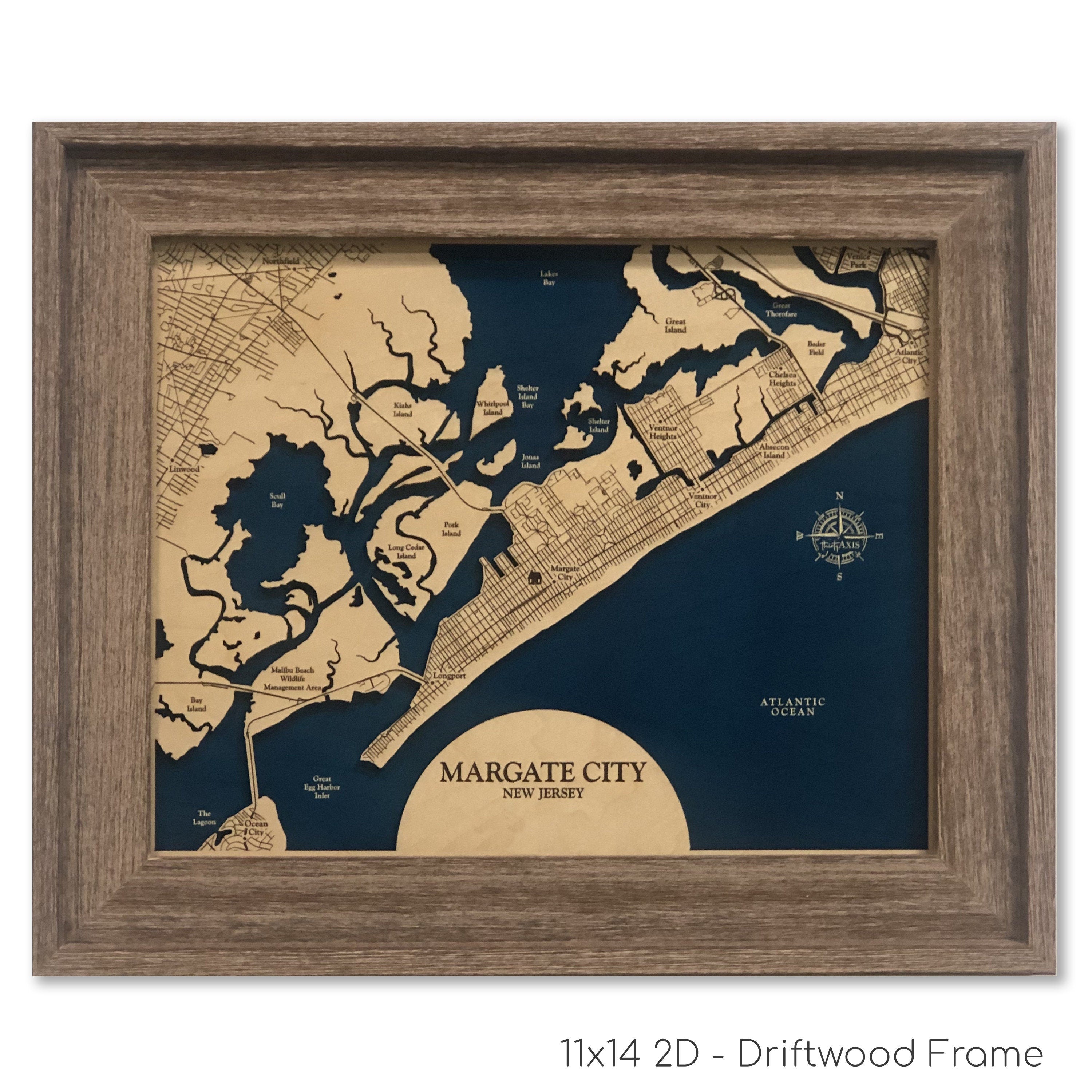 Wooden Map of Margate City, NJ