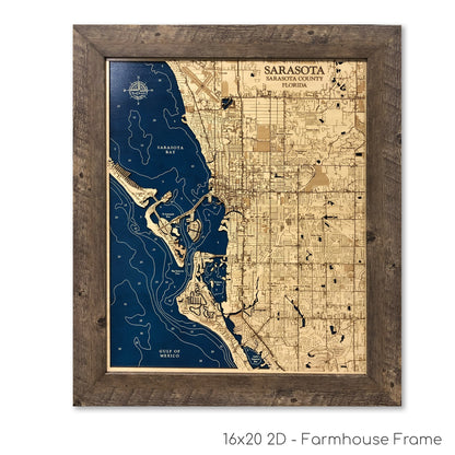 Sarasota Map Laser Engraved Wood Map