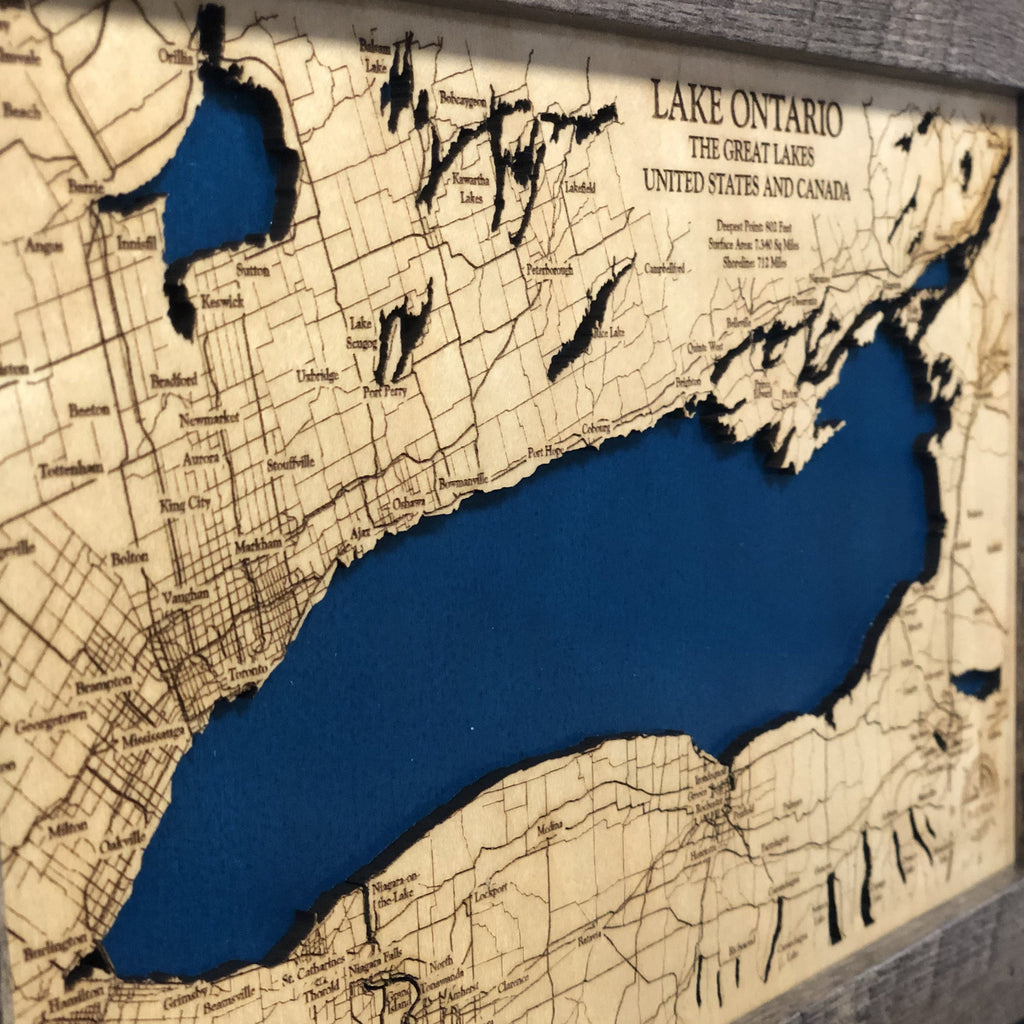 Lake Ontario Map Laser Engraved Wood Map