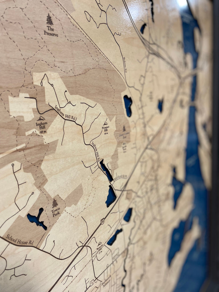 Old Saybrook Map Laser Engraved Wood Map