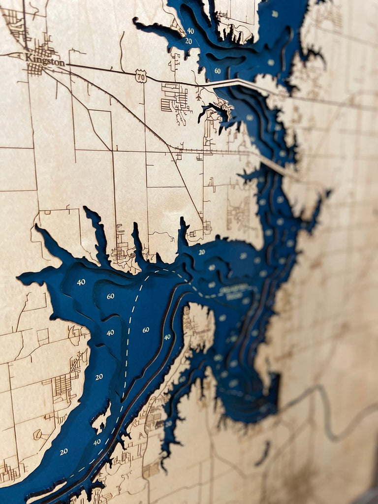 Lake Texoma Map Laser Engraved Wood Map