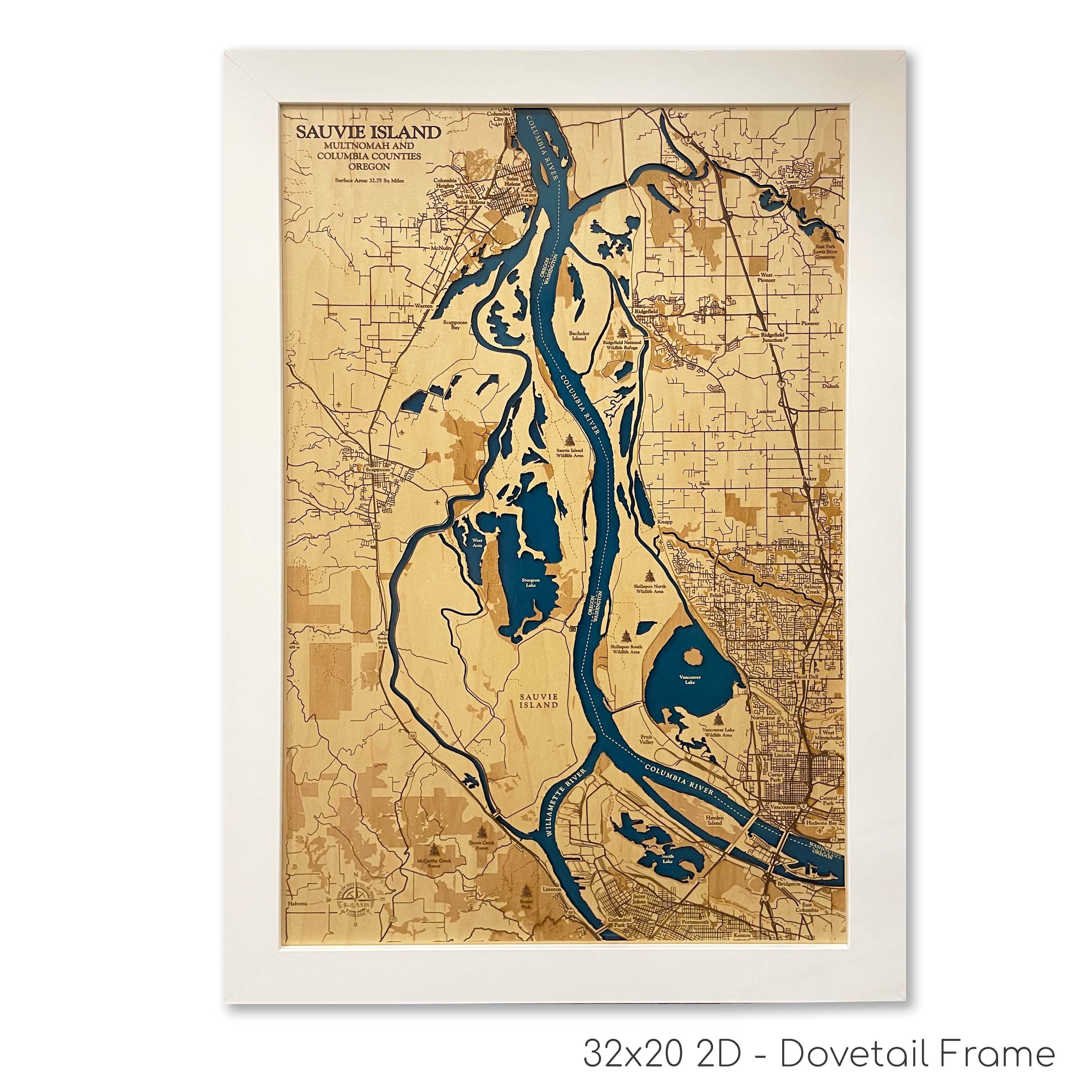 Sauvie Island Wooden Map