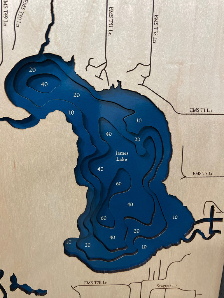 Tippecanoe Lake Map Laser Engraved Wood Map