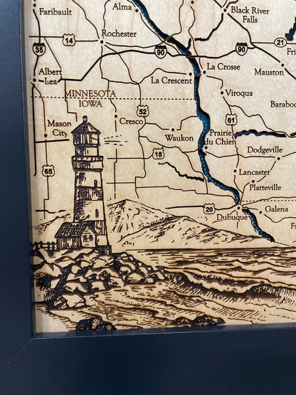 Great Lakes Map with Nautical Graphics