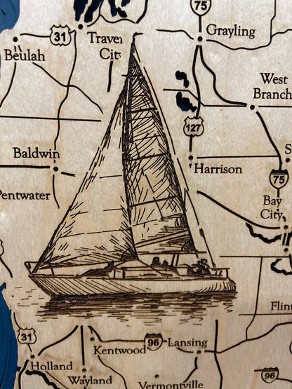 Great Lakes Map with Nautical Graphics