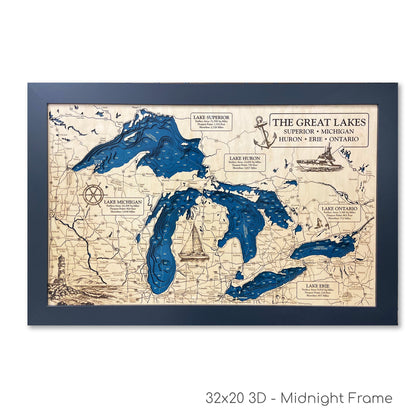 Great Lakes Map with Nautical Graphics