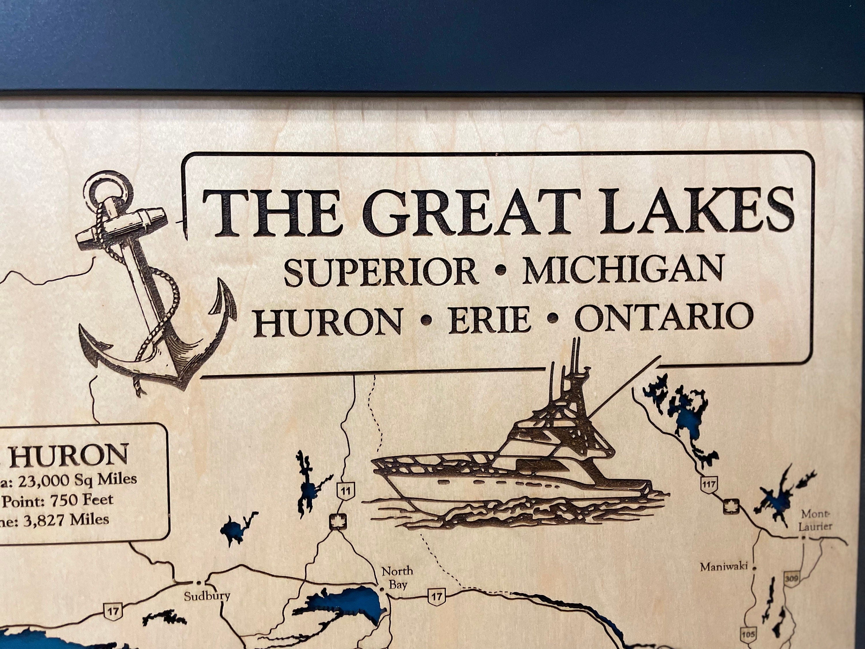 Great Lakes Map with Nautical Graphics