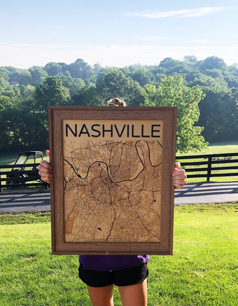 Nashville Wood Map Laser Engraved Wood Map