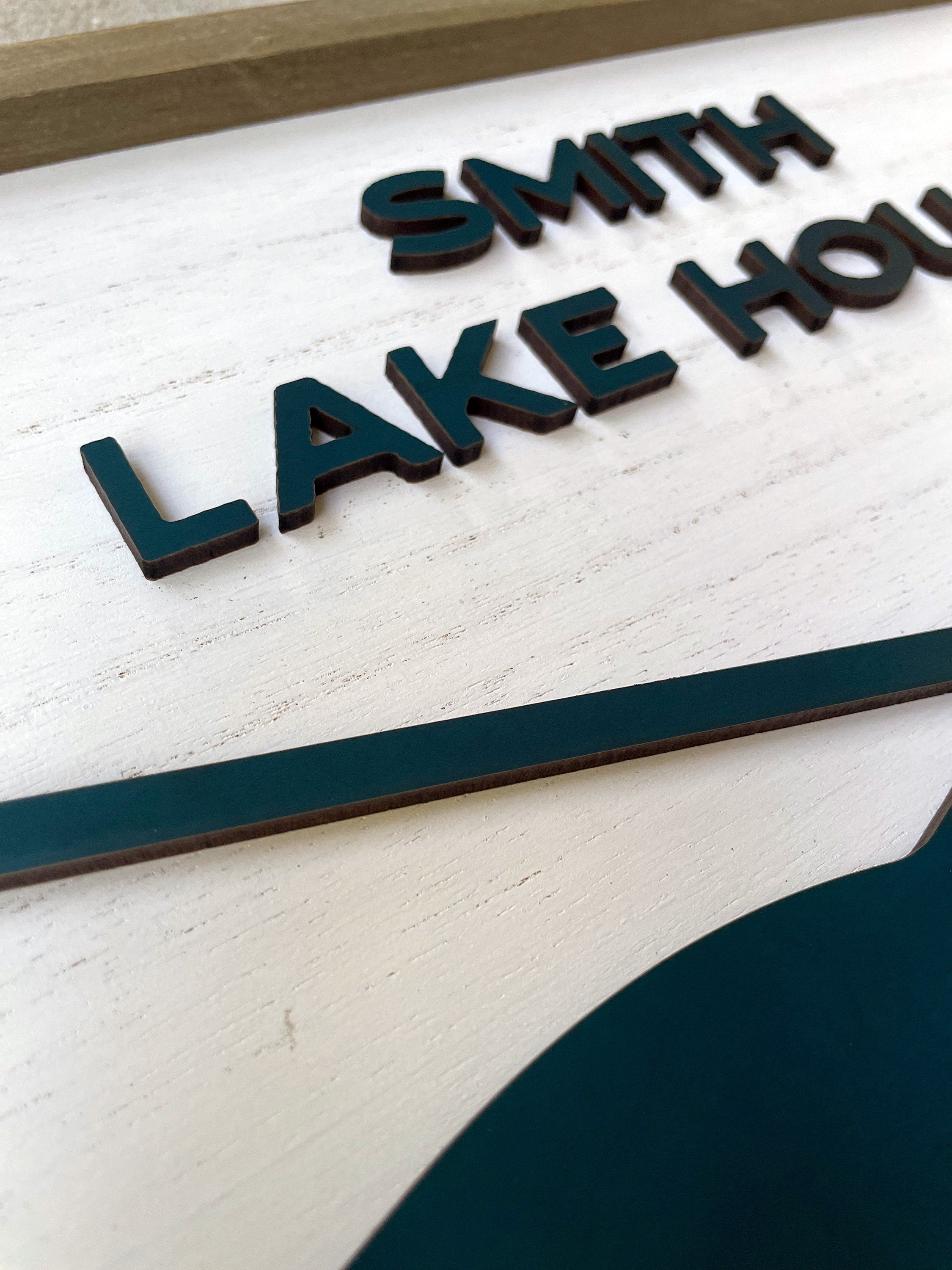 Custom Lake House Sign Laser Engraved Wood Map