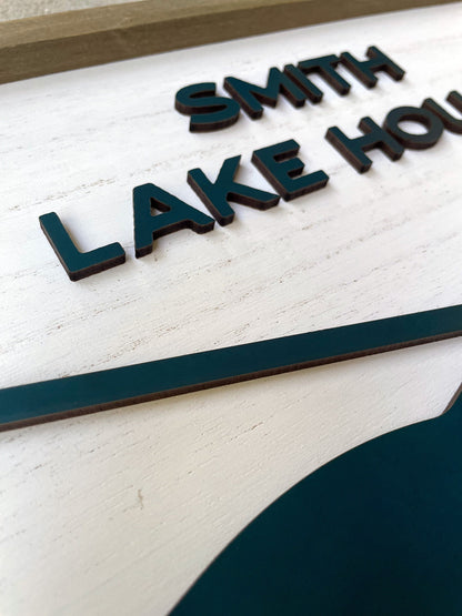 Custom Lake House Sign Laser Engraved Wood Map