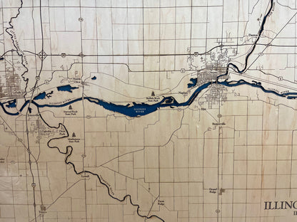 Illinois River Map Laser Engraved Wood Map