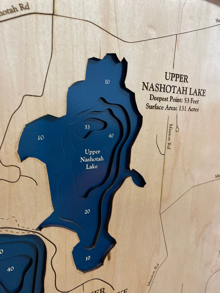 Nemahbin Lake Laser Engraved Wood Map