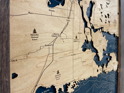 Sault Ste Marie Map Laser Engraved Wood Map