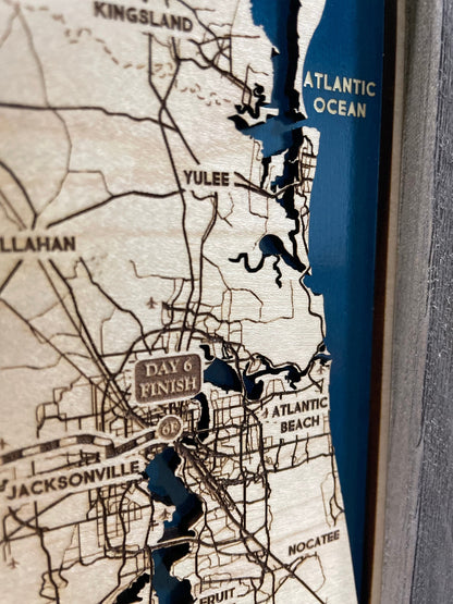 Marathon Map Laser Engraved Wood Map