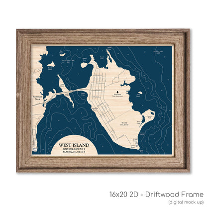 West Island Map Laser Engraved Wood Map