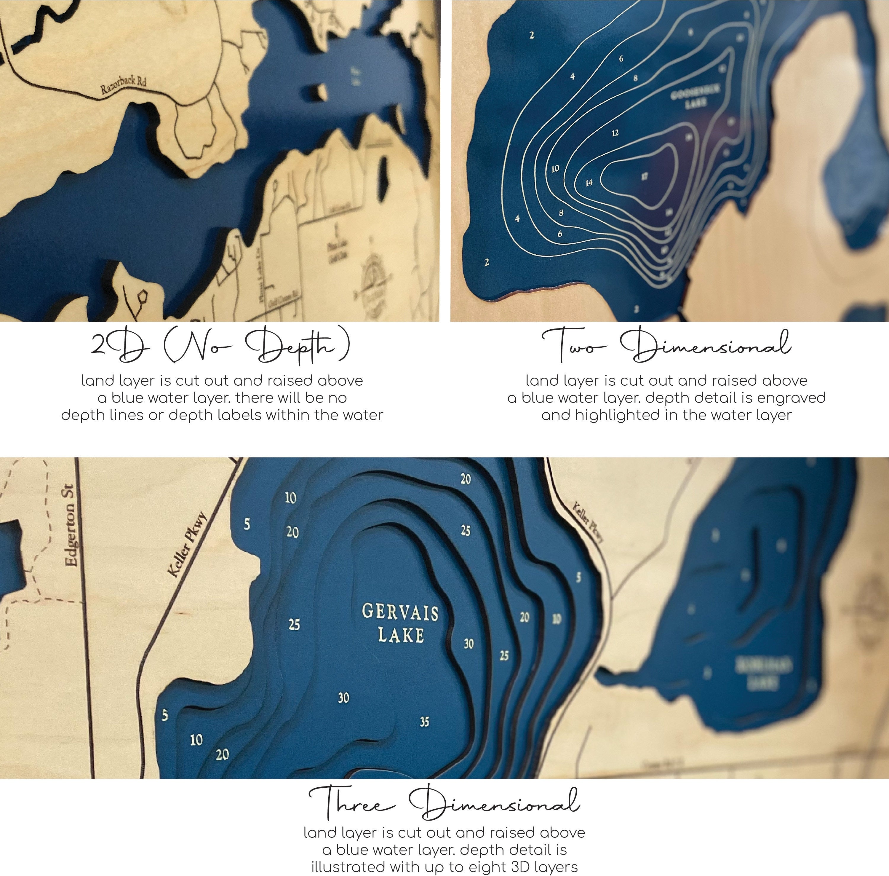 Lay Lake Map Wooden Maps Thirtyaxis 7190