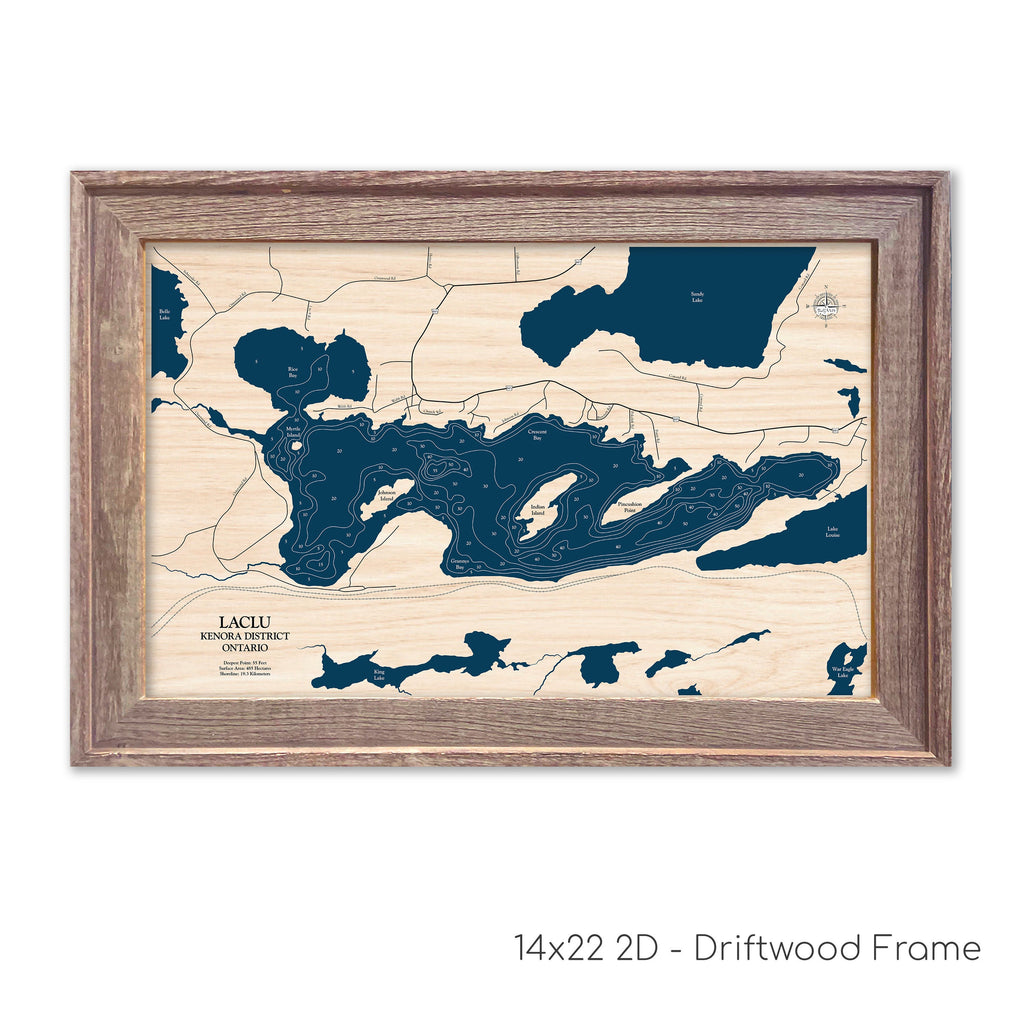 LacLu Map Laser Engraved Wood Map