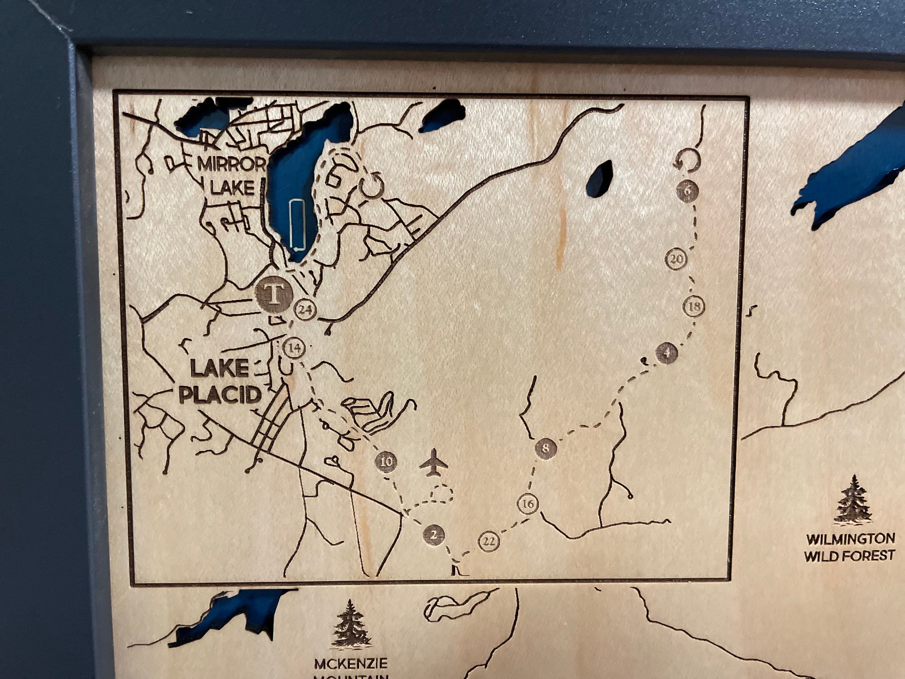 Custom Triathlon Map Laser Engraved Wood Map