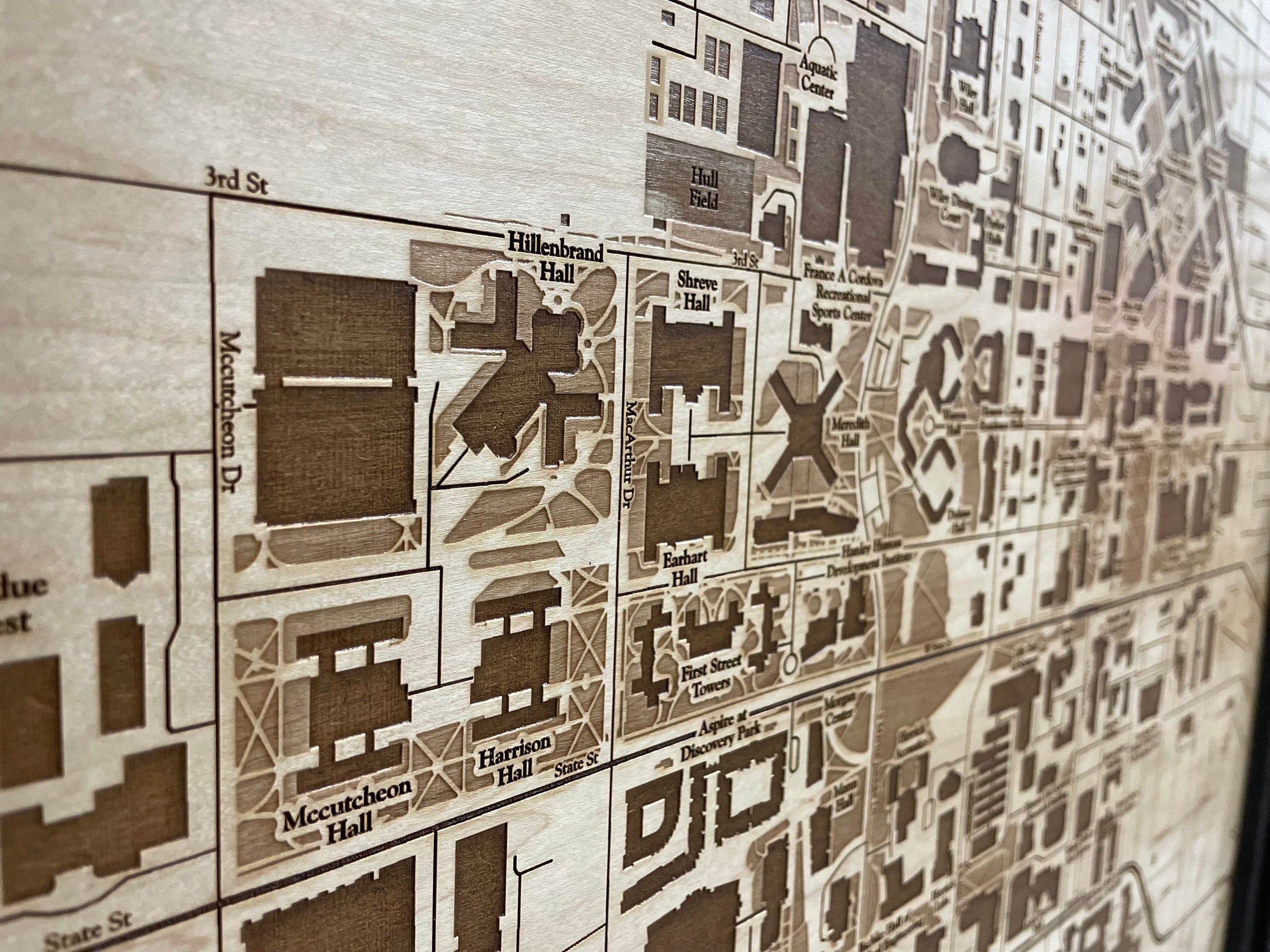 Custom Wood Campus Map