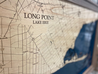 Long Point Map Laser Engraved Wood Map