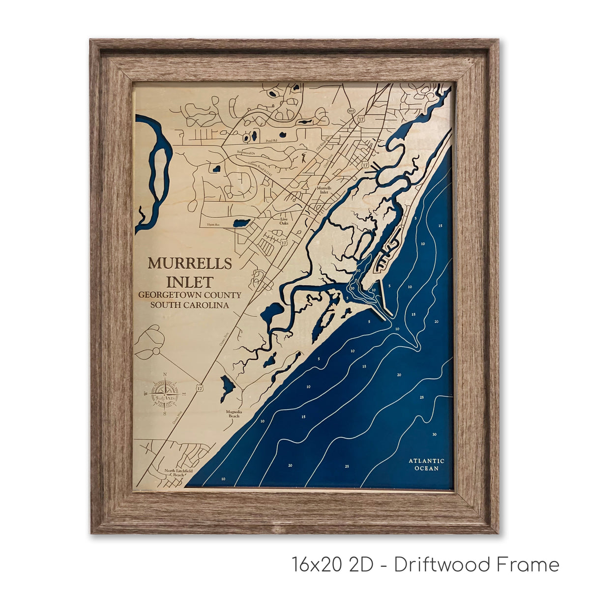 Murrells Inlet Map | Wooden Maps | thirtyAXIS