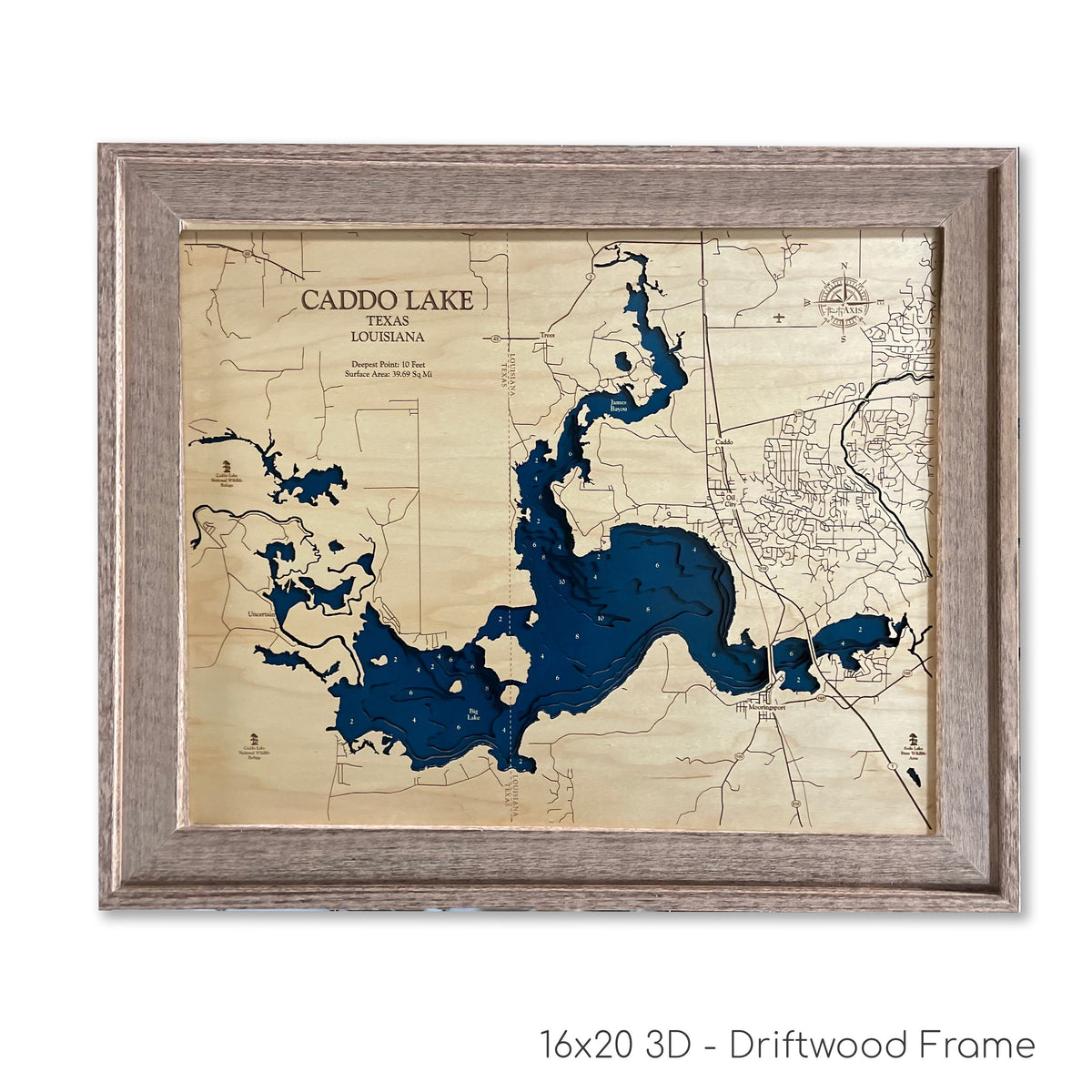 Caddo Lake Map | Wooden Maps | thirtyAXIS