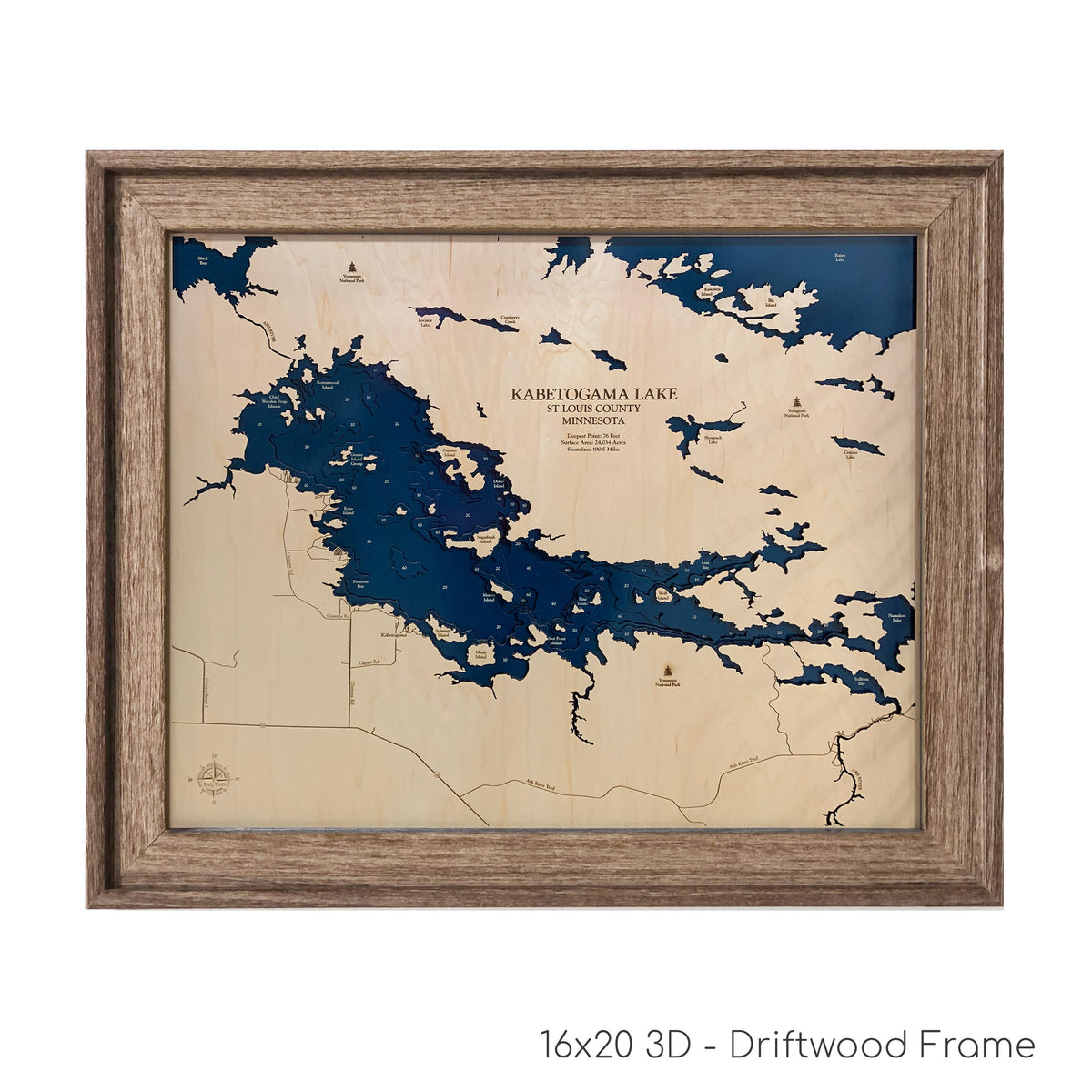 Kabetogama Lake Map | Wooden Maps | thirtyAXIS