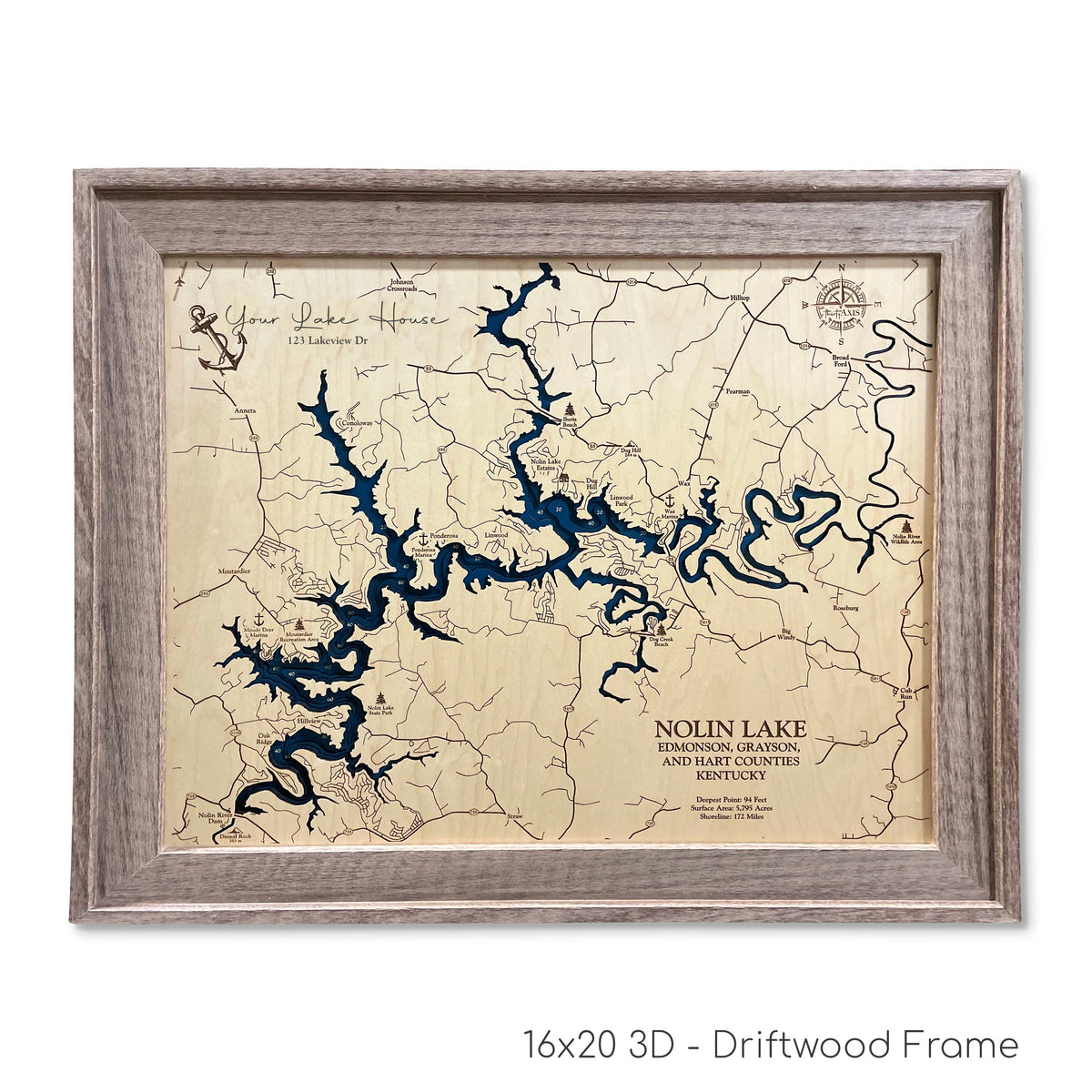 Another Wooden Map of Nolin Lake