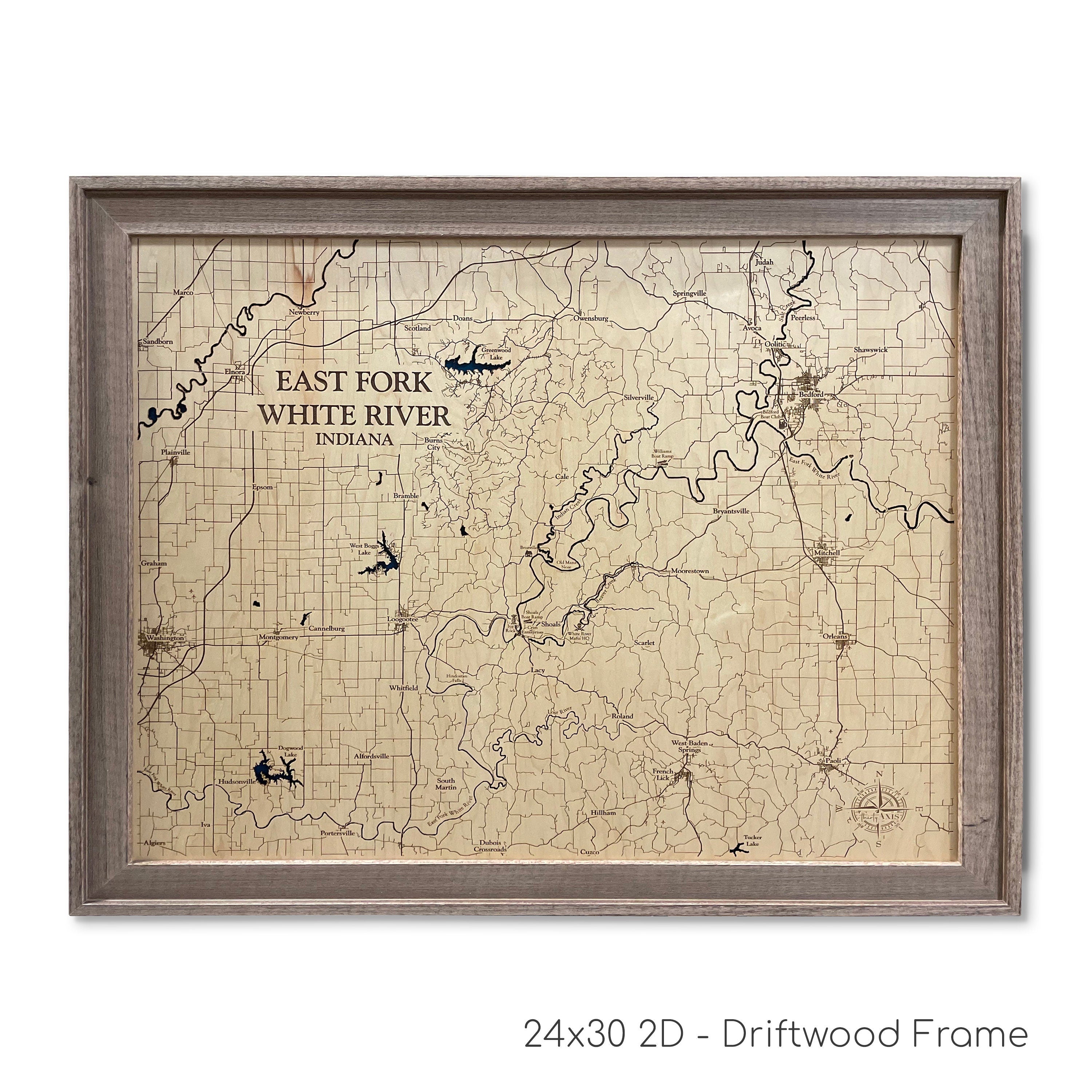 White River Map | Wooden Maps | thirtyAXIS