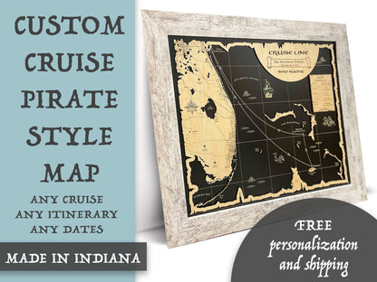 Custom Wood Cruise Pirate Map
