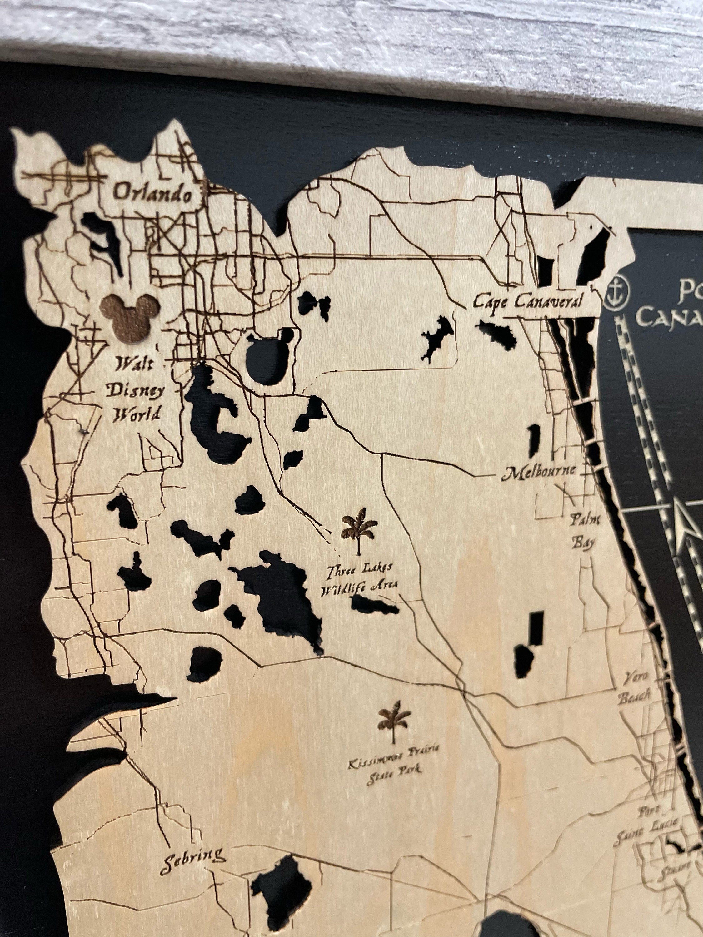 Custom Wood Cruise Pirate Map Laser Engraved Wood Map